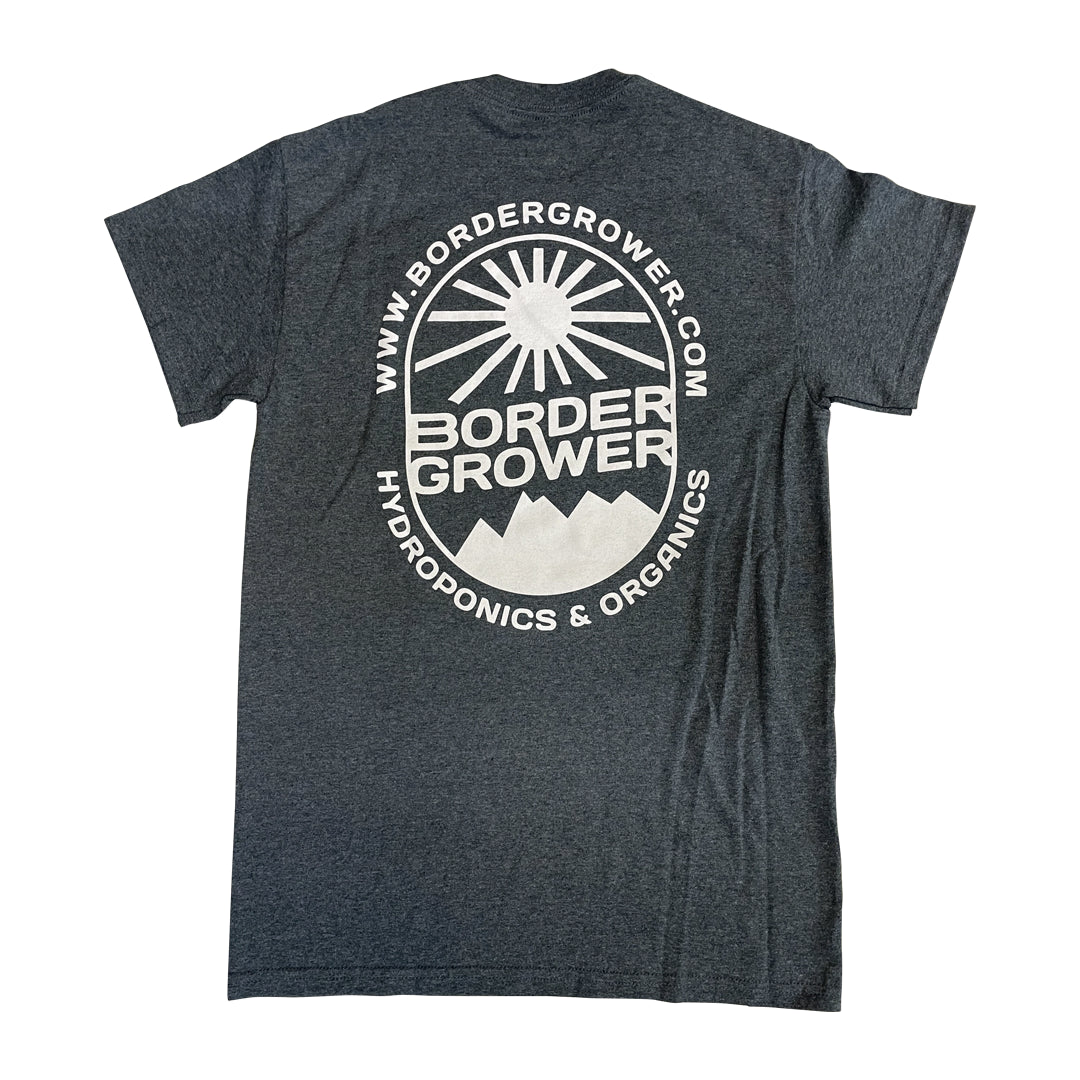 PLAYERA GRIS OFICIAL BORDER GROWER Hydroponics & Organics