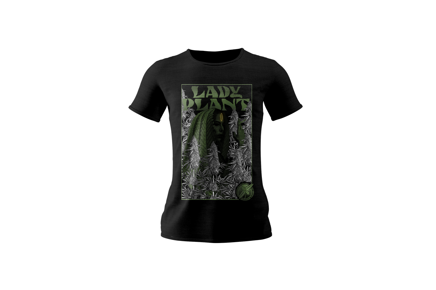 Camiseta oficial de Border Grower grow shop, modelo Lady Plant