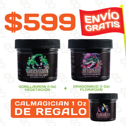 PROMO: DragonBud Y GorillaGrow De 1 Oz + CalMagician De 1 Oz De Regalo Con Envío Gratis | HarvestCo