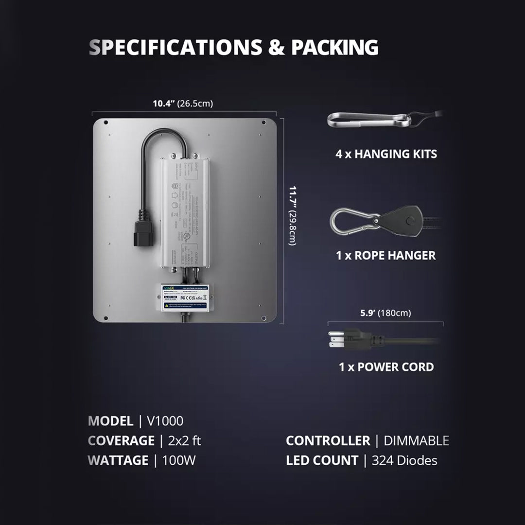 P1000 100W | ViparSpectra - Lampara de cultivo LED De Espectro Completo Con Regulador