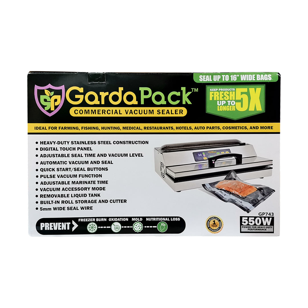 GARDAPACK GP743 Selladora al Vacío Comercial de 16" Conserva Tus Productos Por Hasta 5 Veces Mas Tiempo