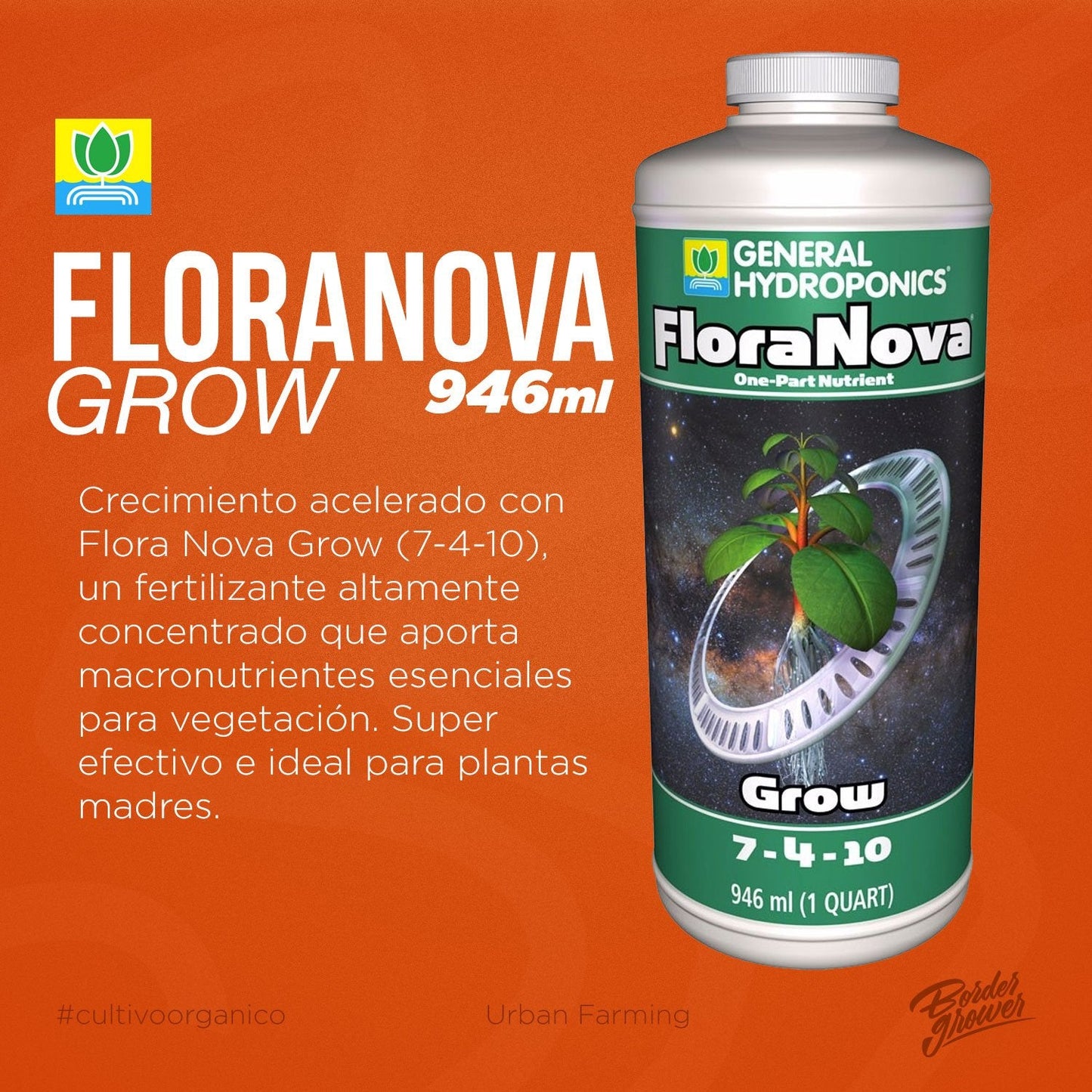 FLORANOVA GROW Fertilizante Base Para Vegetación Altamente Concentrado Mejora El Crecimiento De Tallos, Hojas Y Raíces