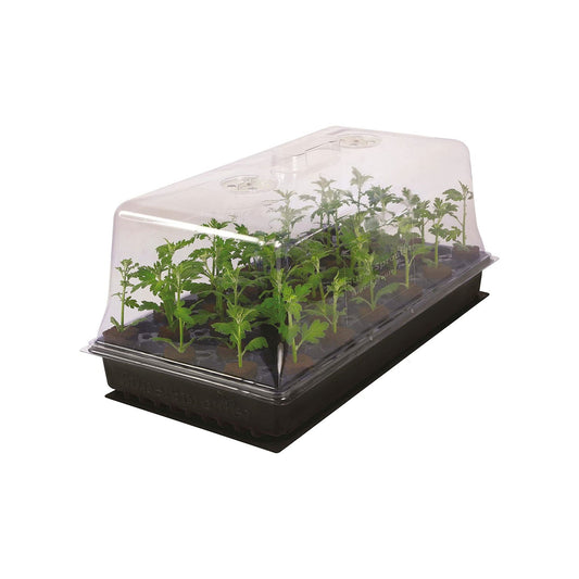 Kit para Germinación de semillas completo 3 piezas: charola plana, charola de 72 y domo de humedad de 11 cm